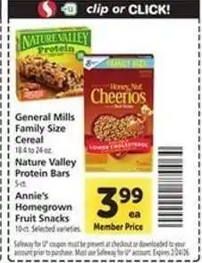 Safeway General Mills Family Size Cereal offer