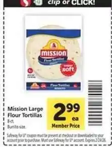 Safeway Mission Large Flour Tortillas offer