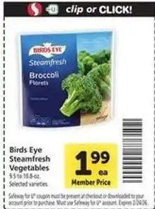 Safeway Birds Eye Steamfresh Vegetables offer