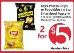 Safeway Lay's Potato Chips or Poppables, Smartfood Popcorn offer