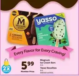 Safeway Magnum Ice Cream Bars / Yasso Novelties offer