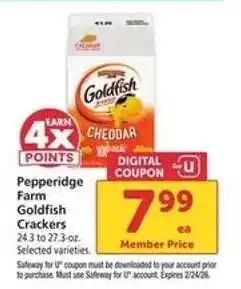 Safeway Pepperidge Farm Goldfish Crackers offer