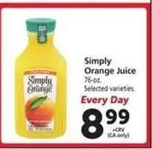 Safeway Simply Orange Juice offer