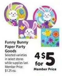 Safeway Funny Bunny Paper Party Goods offer