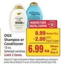 Safeway OGX SHAMPOO OR CONDITIONER offer