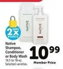 Safeway Native Shampoo, Conditioner or Body Wash offer