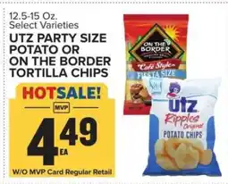 Food Lion UTZ Party Size Potato or On The Border Tortilla Chips offer