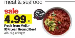 Meijer Fresh from Meijer 80% Lean Ground Beef offer