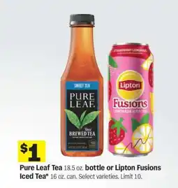 Meijer Pure Leaf Tea or Lipton Fusions Iced Tea offer