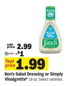 Meijer Ken's Salad Dressing or Simply Vinaigrette offer