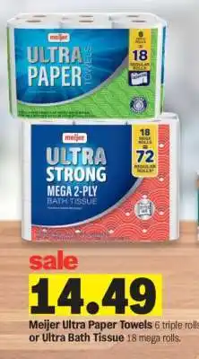 Meijer Meijer Ultra Paper Towels or Ultra Bath Tissue offer