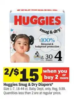 Meijer Huggies Snug & Dry Diapers offer