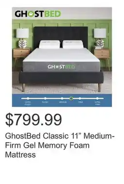Costco GhostBed Classic 11 Medium-Firm Gel Memory Foam Mattress offer