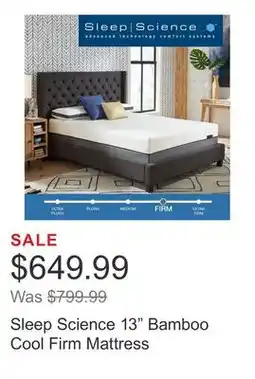 Costco Sleep Science 13 Bamboo Cool Firm Mattress offer