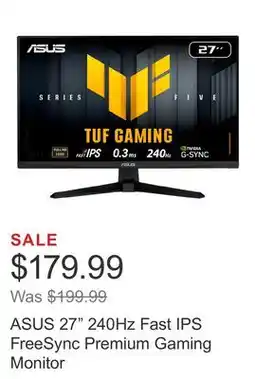 Costco ASUS 27 240Hz Fast IPS FreeSync Premium Gaming Monitor offer