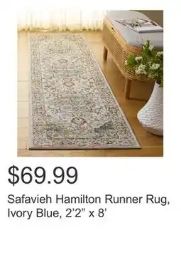 Costco Safavieh Hamilton Runner Rug, Ivory Blue, 2'2 x 8' offer