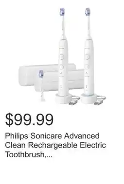 Costco Philips Sonicare Advanced Clean Rechargeable Electric Toothbrush, 2-pack offer