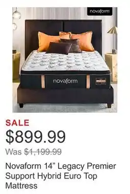 Costco Novaform 14 Legacy Premier Support Hybrid Euro Top Mattress offer
