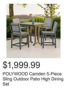 Costco POLYWOOD Camden 5-Piece Sling Outdoor Patio High Dining Set offer