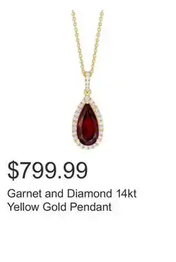 Costco Garnet and Diamond 14kt Yellow Gold Pendant offer