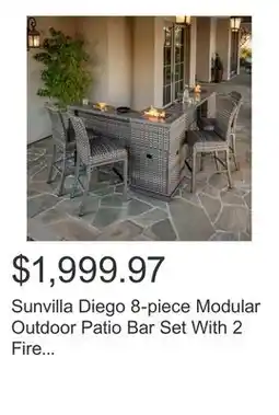 Costco Sunvilla Diego 8-piece Modular Outdoor Patio Bar Set With 2 Fire Towers offer