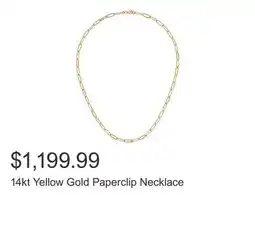 Costco 14kt Yellow Gold Paperclip Necklace offer