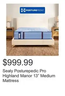 Costco Sealy Posturepedic Pro Highland Manor 13 Medium Mattress offer