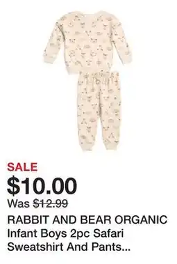 Marshalls RABBIT AND BEAR ORGANIC Infant Boys 2pc Safari Sweatshirt And Pants Set offer
