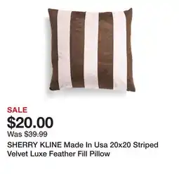 Marshalls SHERRY KLINE Made In Usa 20x20 Striped Velvet Luxe Feather Fill Pillow offer