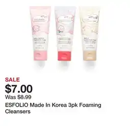 Marshalls ESFOLIO Made In Korea 3pk Foaming Cleansers offer