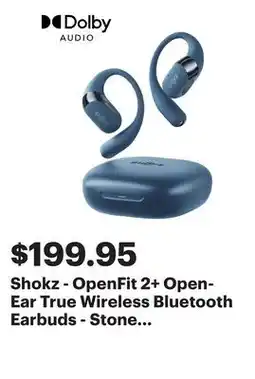 Best Buy Shokz - OpenFit 2+ Open-Ear True Wireless Bluetooth Earbuds - Stone Blue offer