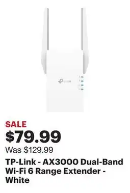 Best Buy TP-Link - AX3000 Dual-Band Wi-Fi 6 Range Extender - White offer