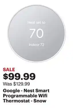 Best Buy Google - Nest Smart Programmable Wifi Thermostat - Snow offer