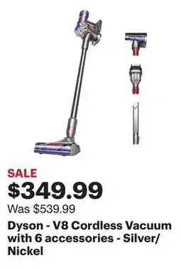 Best Buy Dyson - V8 Cordless Vacuum with 6 accessories - Silver/Nickel offer