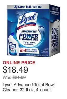 Costco Lysol Advanced Toilet Bowl Cleaner, 32 fl oz, 4-count offer