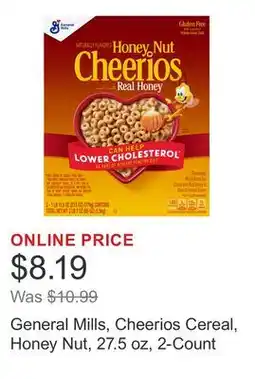 Costco General Mills, Cheerios Cereal, Honey Nut, 27.5 oz, 2-Count offer