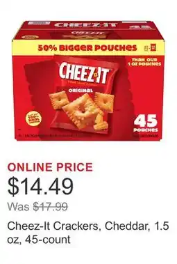 Costco Cheez-It Crackers, Cheddar, 1.5 oz, 45-count offer