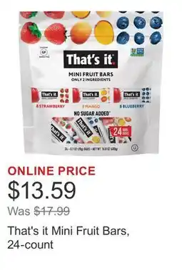 Costco That's it Mini Fruit Bars, 24-count offer