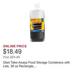 Costco Glad Take-Aways Food Storage Containers with Lids, 38 oz Rectangle, 35-sets offer
