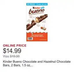 Costco Kinder Bueno Chocolate and Hazelnut Chocolate Bars, 2 Bars, 1.5 oz offer