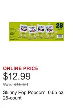 Costco Skinny Pop Popcorn, 0.65 oz, 28-count offer