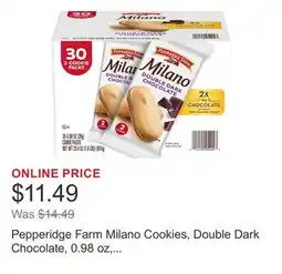 Costco Pepperidge Farm Milano Cookies, Double Dark Chocolate, 0.98 oz, 30-count offer