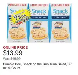 Costco Bumble Bee, Snack on the Run Tuna Salad, 3.5 oz, 9-Count offer