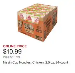 Costco Nissin Cup Noodles, Chicken, 2.5 oz, 24-count offer