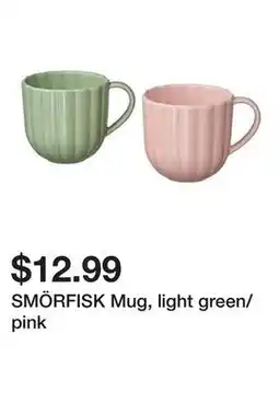 Ikea SMÖRFISK Mug, light green/pink offer