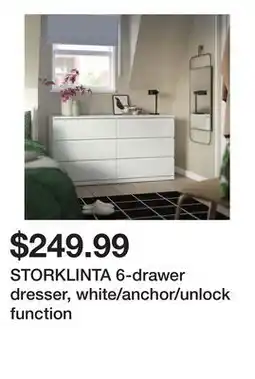 Ikea STORKLINTA 6-drawer dresser, white/anchor/unlock function offer