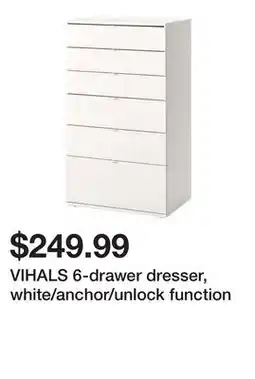 Ikea VIHALS 6-drawer dresser, white/anchor/unlock function offer