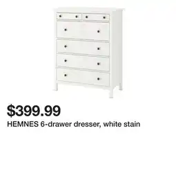 Ikea HEMNES 6-drawer dresser, white stain offer