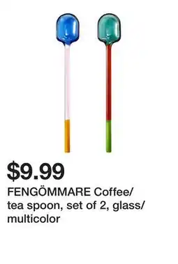 Ikea FENGÖMMARE Coffee/tea spoon, set of 2, glass/multicolor offer