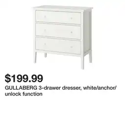 Ikea GULLABERG 3-drawer dresser, white/anchor/unlock function offer
